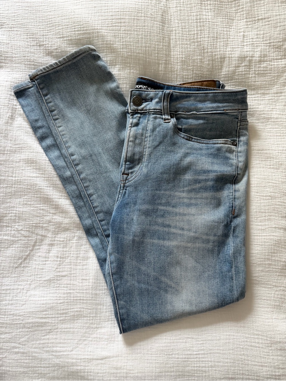 Express Skinny Men's Jeans in Light Blue Wash 31x30 Hyper Stretch